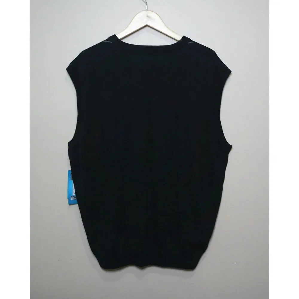 PGA TOUR Argyle Sweater Vest XXL NWT Black White 100% Cotton Golf V-Neck